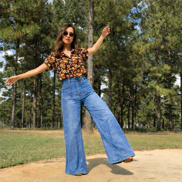 Levi's Denim - Vintage 70s Levi's Orange Tab Patch Pocket High Waisted Bell Bottoms Flare Jeans